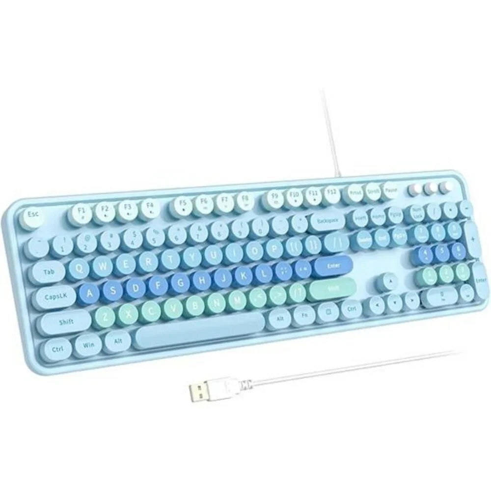 Large Print USB Wired Keyboard with Numeric Keypad Retro Keys for PC Laptop
